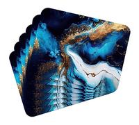 MG Design Set di 6 tovagliette in sughero - Marble blue and gold 1 - 30 × 40 cm - resistenti al calore, antiscivolo e facili da pulire, con base in sughero naturale