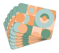 MG Design Set di 6 tovagliette in sughero - Retro Geometry - 30 × 40 cm - resistenti al calore, antiscivolo e facili da pulire, con base in sughero naturale