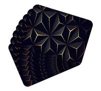 MG Design Set di 8 tovagliette in sughero - Low Pololy Black and Gold - 30 × 40 cm - resistenti al calore, antiscivolo e facili da pulire, con base in sughero naturale