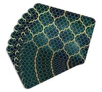 MG Design Set di 8 tovagliette in sughero - Marocco green - 30 × 40 cm - resistenti al calore, antiscivolo e facili da pulire, con base in sughero naturale