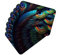 MG Design Set di 8 tovagliette in sughero - Peacock Eye 1 - 30 × 40 cm - resistenti al calore, antiscivolo e facili da pulire, con base in sughero naturale