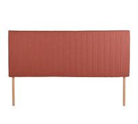 Mg Design Testiera per letto 160 x 60 cm imbottita rosso mattone con piedi in legno - poggiatesta facile da montare, in tessuto intrecciato morbido, con imbottitura elastica e cuciture decorative