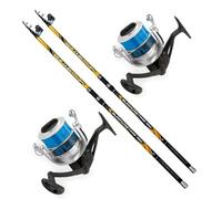 MG FISHING Kit Surfcasting TRABUCCO 2 Canne Trabucco Vektor Pro Surf 2024 4mt 150gr + 2 Mulinelli Trabucco gia imbobbinati (2 VEKTOR 4MT 150GR + LINEAEFFE ATLAS 8000)