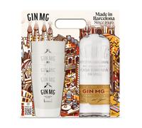MG Gin, 700 ml, Confezione Regalo con 4 Bicchieri, London Dry, Ideale per un Gin Tonic Premium, Note di Ginepro ed Erbacee, Distillato in Alambicchi con Metodo London Dry, Prodotto in Spagna, 40% Vol.