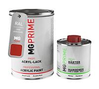 MG PRIME RAL 3000 Rosso fuoco/Flame red satinato Vernice acrilica 1,5 litri / 1500 ml in barattolo incl. indurente