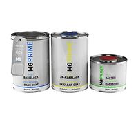 MG PRIME Vernice per auto Barattoli per KIA KCS/KC Sparkling Silver. 2,5L | Sparklingsilber Metallic / Sparkling Silver Metallic, Kit vernice di base + trasparente 2K + indurente, pronto all'uso