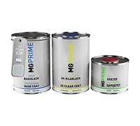 MG PRIME Vernice per auto Barattoli per Peugeot EZR Gris Aluminium Me. 2,5L | Aluminiumgrau Metallic / Gris Aluminium Metallic, Kit vernice di base + trasparente 2K + indurente, pronto all'uso