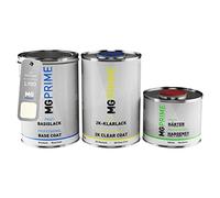 MG PRIME Vernice per auto Barattoli per Volkswagen L90D / 90D / R1 606 2,5L | per Volkswagen VW, Pastel White / Pastellweiss, Kit vernice di base + trasparente 2K + indurente, pronto all'uso