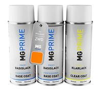 MG PRIME Vernice per auto Bombolette per Mitsubishi ZWD Flame Orange P. +1K | Flame Orange Pearl Metallic, Kit vernice di fondo + base + trasparente, bombolette spray 400ml