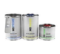 MG PRIME Vernice per auto Kit barattolo per Austin MNX / BLVC1209 Platinum Silver Metallic Vernice di base 2K vernice trasparente indurente pronto all’uso 2,5L