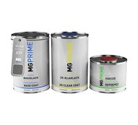 MG PRIME Vernice per auto Kit barattolo per Fiat 639 Grigio Quartz Metallic Vernice di base 2K vernice trasparente indurente pronto all’uso 2,5L