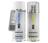 MG PRIME Vernice per auto Kit bombolette spray 2K per Audi LY7C / Y7C / T3 Nardograu/Nardo Grey Bomboletta a spruzzo vernice di base 2 componenti vernice trasparente