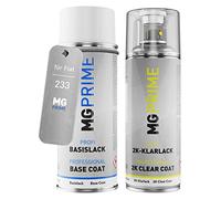 MG PRIME Vernice per auto Kit bombolette spray 2K per Fiat 233 Bianco/White Bluish, Lighter Bomboletta a spruzzo vernice di base 2 componenti vernice trasparente