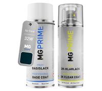 MG PRIME Vernice per auto Kit bombolette spray 2K per Ford 32W Viridian Green Pearl/Veridian Grün Metallic Bomboletta a spruzzo vernice di base 2 componenti vernice trasparente