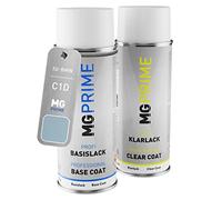 MG PRIME Vernice per auto Kit di bombolette a spruzzo per BMW C1D Misanoblau Metallic/Misano Blue Metallic Bomboletta spray da 400ml di vernice di base vernice trasparente