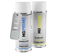 MG PRIME Vernice per auto Kit di bombolette a spruzzo per Dacia D69 Gris Platine Metallic/Platin-Grau Metallic Bomboletta spray da 400ml di vernice di base vernice trasparente