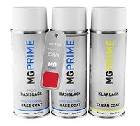 MG PRIME Vernice per auto Kit di bombolette a spruzzo per Fiat 078/A / 078 Rosso Amore/Amore Rot Bomboletta spray da 400ml di vernice di fondo vernice di base vernice trasparente