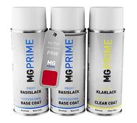 MG PRIME Vernice per auto Kit di bombolette a spruzzo per Fiat PRW / 289 Rosso Passione Bomboletta spray da 400ml di vernice di fondo vernice di base vernice trasparente