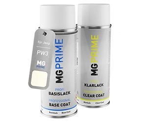 MG PRIME Vernice per auto Kit di bombolette a spruzzo per Jeep PW3 / VR268 Bianco/Bright White Bomboletta spray da 400ml di vernice di base vernice trasparente