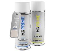 MG PRIME Vernice per auto Kit di bombolette a spruzzo per KIA 9S Machine Silver Metallic/Kirunasilber Metallic Bomboletta spray da 400ml di vernice di base vernice trasparente