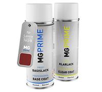 MG PRIME Vernice per auto Kit di bombolette a spruzzo per Lancia 163/B Rosso Guttuso Metallic/Guttuso Rot Metallic Bomboletta spray da 400ml di vernice di base vernice trasparente