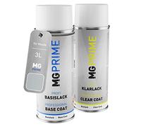 MG PRIME Vernice per auto Kit di bombolette a spruzzo per Mazda 3L Silverstone Metallic/Silver Stone Metallic Bomboletta spray da 400ml di vernice di base vernice trasparente
