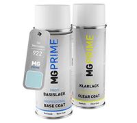 MG PRIME Vernice per auto Kit di bombolette a spruzzo per Mercedes 922 Pastellblau/Blu Pastello Bomboletta spray da 400ml di vernice di base vernice trasparente