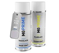 MG PRIME Vernice per auto Kit di bombolette a spruzzo per Nissan K54 Urban Silver Metallic/Urban Cement Bomboletta spray da 400ml di vernice di base vernice trasparente
