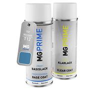 MG PRIME Vernice per auto Kit di bombolette a spruzzo per Nissan T12 Cornflower Blue Metallic/Kornblumenblau Metallic Bomboletta spray da 400ml di vernice di base vernice trasparente