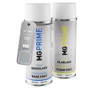 MG PRIME Vernice per auto Kit di bombolette a spruzzo per Opel 157 / 2AU/01L/09K Starsilber 3 Metallic/Argent Etoile Metallic Vernice di base vernice trasparente 400ml