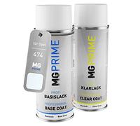 MG PRIME Vernice per auto Kit di bombolette a spruzzo per Opel 474 / 10L 10U GKQ Casablanca Weiss/Casa Blanca White Bomboletta spray da 400ml di vernice di base vernice trasparente