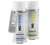 MG PRIME Vernice per auto Kit di bombolette a spruzzo per Peugeot EZA Gris Sidobre Metallic/Mercury Grey Metallic Bomboletta spray da 400ml di vernice di base vernice trasparente