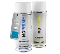 MG PRIME Vernice per auto Kit di bombolette a spruzzo per Peugeot KMN Bleu Linarite Metallic/Linarite Blau Metallic Bomboletta spray da 400ml di vernice di base vernice trasparente