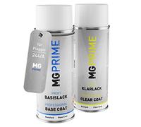 MG PRIME Vernice per auto Kit di bombolette a spruzzo per Piaggio 244/A Azzurro Mediterraneo Bomboletta spray da 400ml di vernice di base vernice trasparente