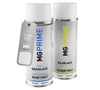 MG PRIME Vernice per auto Kit di bombolette a spruzzo per Piaggio 715 Bianco Spino/Blanco Spino Bomboletta spray da 400ml di vernice di base vernice trasparente