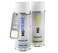 MG PRIME Vernice per auto Kit di bombolette a spruzzo per Volkswagen VW L90D / 90D / R1 606 Pastellweiss/Pastel White Bomboletta spray da 400ml di vernice di base vernice trasparente