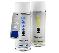 MG PRIME Vernice per auto Spray per Audi LX5H / X5H / 2D Navarrablau P. +1K | Navarra Blue Metallic / Navarrablau Perleffekt, Kit vernice di base + trasparente, bombolette spray 400ml