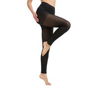 MGANG® Collant a compressione, senza piedi, in vita ad alta compressione, opaco, 15-20 mmHg, collant medico, tubo di supporto solido, per unisex, edema, vene varicose, gonfiore, allattamento, nero XL