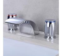 MGAYTYOAG Set di rubinetti a cascata Rubinetto per lavabo a tre fori diffuso Rubinetto per lavabo da bagno a tre pezzi Rubinetto a doppia maniglia per vasca da bagno (SLT3PC9-C)