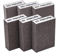 MgcTolBox 6 pezzi Spugna Abrasiva, Grane 60/80/100/120/180/220 Diverse Spugnette Abrasive per legno Lavabile e Riutilizzabile per Vernice su Legno, Parete, Metallo