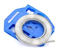 MgcTolBox Tendireggia Manuale in Acciaio | Reggia Reggetta in Metallo 12 * 0.5 mm Acciaio 50 m su una Rotolo in Scatola di Plastica + 20 x Fermaglio Blocca Reggia in Acciaio