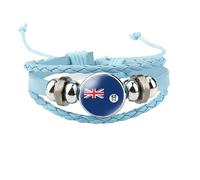 MGDIFYXAA Bracciale Multistrato In Pelle, Braccialetto Regolabile Con Bandiera Delle Isole Falkland, Gioiello Punk, Accessorio Patriottico Originale Per Uomo E Donna, Blu, 18 Mm