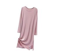 MGDIFYXAA Camicia da Notte Casual in Cotone Modal, Comoda, A Maniche Lunghe, da Donna, Ampia, Primaverile, Autunnale, Camicia da Notte Femminile Rosa XL