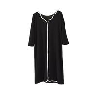 MGDIFYXAA Camicia da Notte da Donna in Modal Tinta Unita con Scollo A V E Maniche A Tre Quarti, Taglie Forti, Estiva, da Notte Nero L