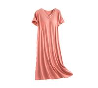 MGDIFYXAA Camicia da Notte Donna - Abito Lungo da Donna per Dormire Camicie da Notte Larghe per La Casa per Le Donne Camicia da Notte da Notte in Modale A Maniche Corte con Scollo A V,Arancia,XXL