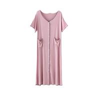 MGDIFYXAA Camicia da Notte Donna - Camicia da Notte da Donna in Modale Estiva, Camicia da Notte Allentata con Scollo A V, Manica Corta, Abito da Notte, Bottoni Femminili, Camicie da Notte, Rosa, XL