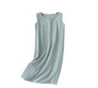 MGDIFYXAA Camicia da Notte Donna - Camicia da Notte Senza Maniche in Tessuto crêpe di Cotone da Donna Estiva Tinta Unita Gonna Gilet Ampia da Donna, Verde, XL