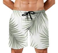 MGDIFYXAA Camicia Piante semplici da Uomo a Maniche Lunghe, in Lino, con Colletto rovesciato, vestibilità Regolare Button-Down Formale Casual da Lavoro con Tasche,Foglie di Palma Verdi XL