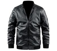 MGDIFYXAA Chaqueta De Cuero Para Hombres - Giacca In Pelle Da Motociclista Alla Moda Per Uomo Versione Primavera Autunno Giacca Casual In Pelle Finta Con Tasche Nera 7Xl