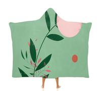 MGDIFYXAA Coperte di Piante astratte Flanella - Geometria della foglia Morbida Coperta con cappuccio in Flanella Copertas Morbida per Divano Ufficio Camera da Letto 130 × 100 cm